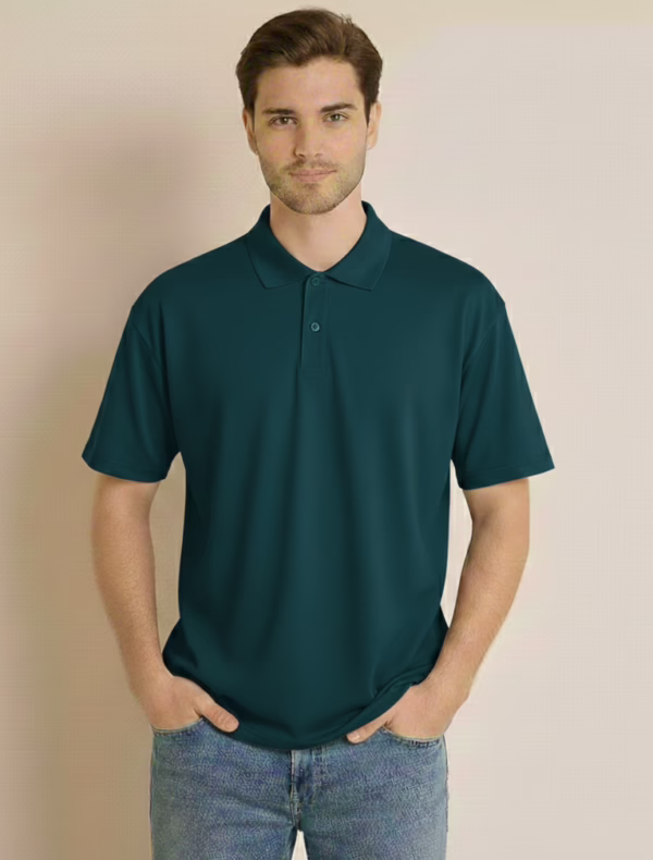 Navy Blue Textured Polo T-Shirt